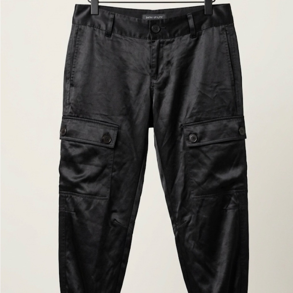 Billy Blues Satin Utility Black Satin Cargo Joggers Utility Pants Cargo Pockets